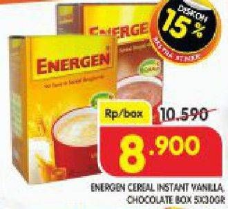 Promo Harga ENERGEN Cereal Instant Vanilla, Chocolate per 5 pcs 30 gr - Superindo