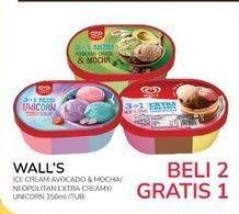 Promo Harga WALLS Ice Cream Avocado Choco Mocha, Neopolitana, Unicorn 3 In 1 350 ml - Indomaret