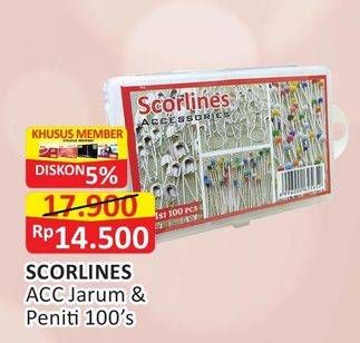 Promo Harga SCORLINES Accessories Jarum & Peniti 100 pcs - Alfamart