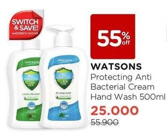 Promo Harga WATSONS Anti Bacterial Cream Hand Wash All Variants 500 ml - Watsons