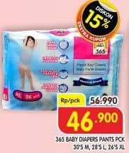 Promo Harga 365 Baby Diapers L28, M30, XL26 26 pcs - Superindo