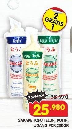 Promo Harga Sakake Tofu Telur, Putih, Udang 230 gr - Superindo