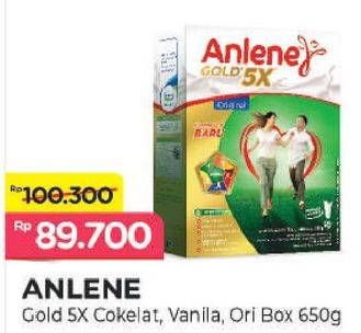 Promo Harga ANLENE Gold Plus 5x Hi-Calcium Coklat, Original, Vanila 650 gr - Alfamart