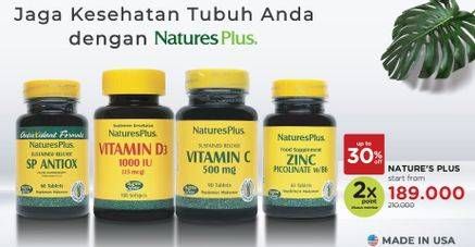 Promo Harga NATURES PLUS Vitamin D3 1000IU  - Watsons