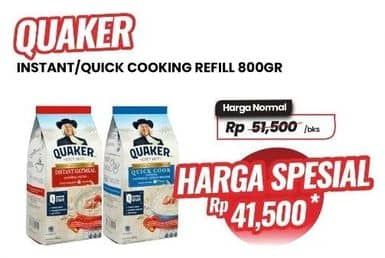 Promo Harga Quaker Oatmeal Instant, Quick Cooking 800 gr - Carrefour