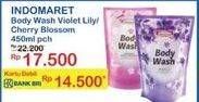 Promo Harga INDOMARET Body Wash Violet Lily, Cherry Blossom 450 ml - Indomaret