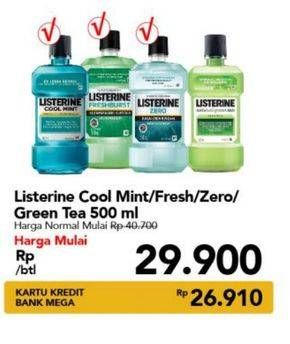 Promo Harga LISTERINE Mouthwash Antiseptic Cool Mint, Fresh Burst, Natural Green Tea, Multi Protect Zero 500 ml - Carrefour