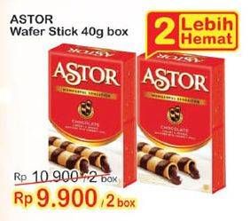 Promo Harga ASTOR Wafer Roll per 2 box 40 gr - Indomaret