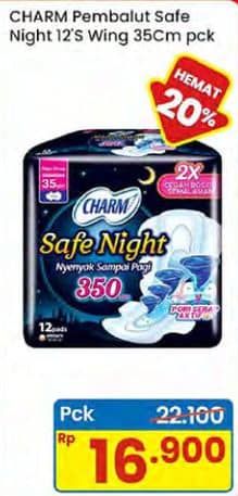 Promo Harga Charm Safe Night Wing 35cm 12 pcs - Indomaret