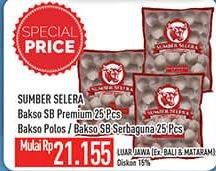 Promo Harga SUMBER SELERA Bakso Sapi SB Premium, Polos, SB Serba Guna 25 pcs - Hypermart