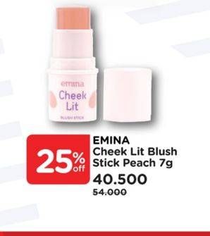 Promo Harga EMINA Cheek Lit Blush Stick Peach 7 gr - Watsons
