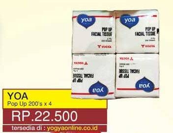 Promo Harga YOA Facial Tissue Pop Up per 4 pouch 200 pcs - Yogya
