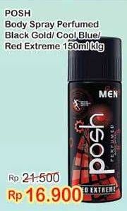 Promo Harga POSH Men Perfumed Body Spray Black Gold, Cool Blue, Red Extreme 150 ml - Indomaret