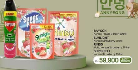 Baygon Insektisida Spray + Sunlight Pencuci Piring + Rinso Liquid Detergent + Super Pell Pembersih Lantai