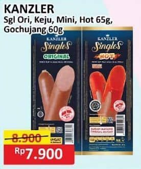 Promo Harga Kanzler Sosis Single Original, Keju, Mini, Hot, Gochujang 60 gr - Alfamart