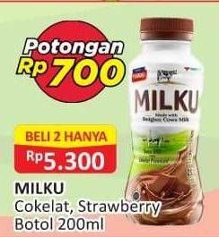 Promo Harga Milku Susu UHT Stroberi, Cokelat Premium 200 ml - Alfamart