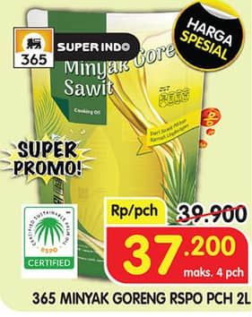 Promo Harga 365 Minyak Goreng Sawit RSPO 2000 ml - Superindo