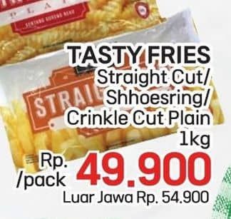 Promo Harga Tasty Fries Kentang Goreng Beku Shoestring Plain, Shoestring Batter Coated, Crinkle Cut Plain 900 gr - LotteMart