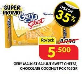 Promo Harga Gery Malkist Saluut Sweet Cheese, Saluut Chocolate Coconut 105 gr - Superindo