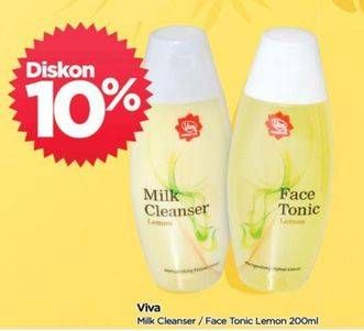 Promo Harga VIVA Milk Cleanser/ Face Tonic Lemon 200 mL  - TIP TOP