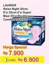 Promo Harga LAURIER Relax Night 30cm 8s / 35cm 6s / Super Maxi 20s / Double Comfort 18s  - Indomaret