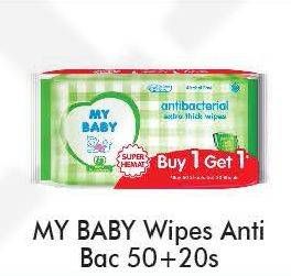 Promo Harga MY BABY Wipes Antibacterial 70 pcs - Alfamart
