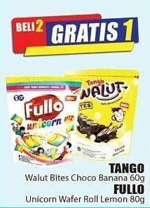 Promo Harga TANGO Walut Bites Choco Banana 60 g/FULLO Unicorn Wafer Roll Lemon 80 g  - Hari Hari