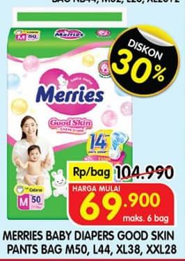 Promo Harga Merries Pants Good Skin M50, XL38, XXL28, L44 28 pcs - Superindo