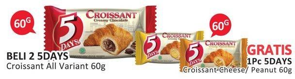 Promo Harga 5 DAYS Croissant All Variants 60 gr - Alfamidi