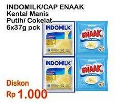 Indomilk / Cap Enaak Kental Manis Putih / Cokelat 6x37g pck