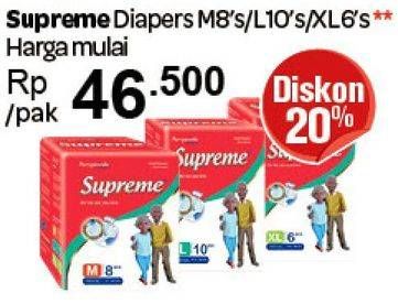 Promo Harga Supreme Adult Diapers M8, L10, XL6 6 pcs - Carrefour