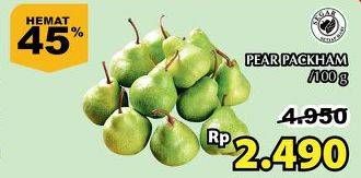 Promo Harga Pear Packham per 100 gr - Giant