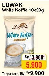 Promo Harga Luwak White Koffie per 10 sachet 20 gr - Alfamart