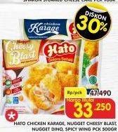 HATO Chicken Karage, Nugget Cheesy Blast, Nugget DIno, Spicy WIng pck 500gr