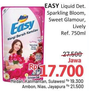 Promo Harga Attack Easy Detergent Liquid Sparkling Blooming, Sweet Glamour, Lively Energetic 750 ml - Alfamidi