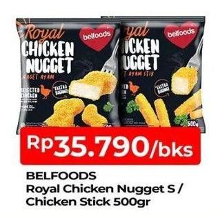Promo Harga BELFOODS Royal Nugget Chicken Nugget S, Chicken Nugget Stick 500 gr - TIP TOP