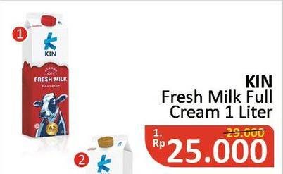 Promo Harga KIN Fresh Milk Full Cream 1000 ml - Alfamidi