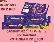 Promo Harga CADBURY Dairy Milk Kecuali Hazelnut 62 gr - Hypermart