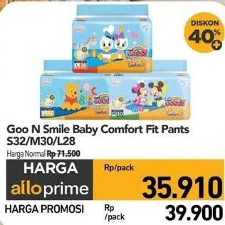 Promo Harga Goon Smile Baby Comfort Fit Pants L28, S32, M30 28 pcs - Carrefour
