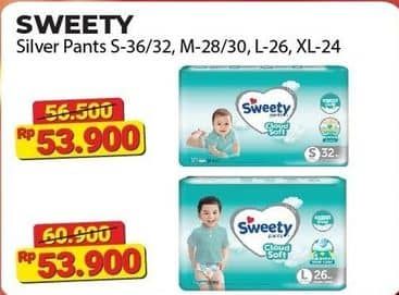 Promo Harga Sweety Silver Pants S36, S32, M28, M30 28 pcs - Alfamart