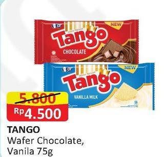 Promo Harga TANGO Wafer Chocolate, Vanilla 75 gr - Alfamart