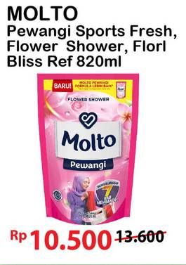 Promo Harga MOLTO Pewangi Sports Fresh, Floral Bliss, Flower Shower 820 ml - Alfamart