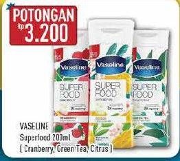 Promo Harga VASELINE Super Food Skin Serum Cranberry, Green Tea, Citrus 200 ml - Hypermart