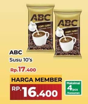 Promo Harga ABC Kopi Susu per 10 sachet 30 gr - Yogya