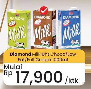 Promo Harga Diamond Milk UHT Chocolate, Low Fat High Calcium, Full Cream 1000 ml - Carrefour