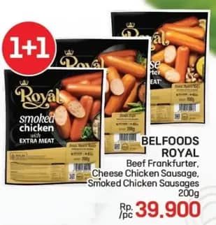 Promo Harga Belfoods Royal Sausages Beef Frankfurter, Cheese Chicken, Smoked Chicken 200 gr - LotteMart