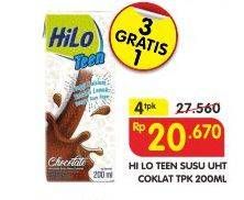 Promo Harga HILO Teen Ready To Drink Chocolate per 4 pcs 200 ml - Superindo