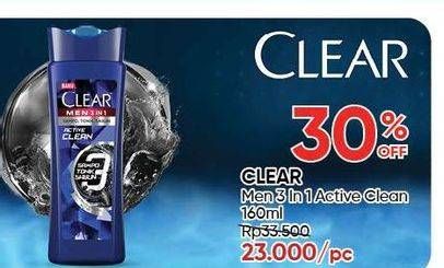 Promo Harga CLEAR Men Shampoo Active Clean 160 ml - Guardian