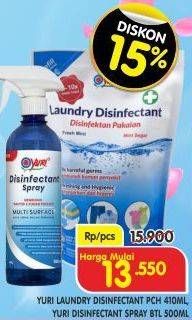 Promo Harga YURI Laundry Disinfectant/Disinfectant Spray  - Superindo