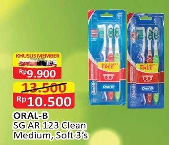 Promo Harga ORAL B Toothbrush All Rounder 1 2 3 Medium, Soft 3 pcs - Alfamart